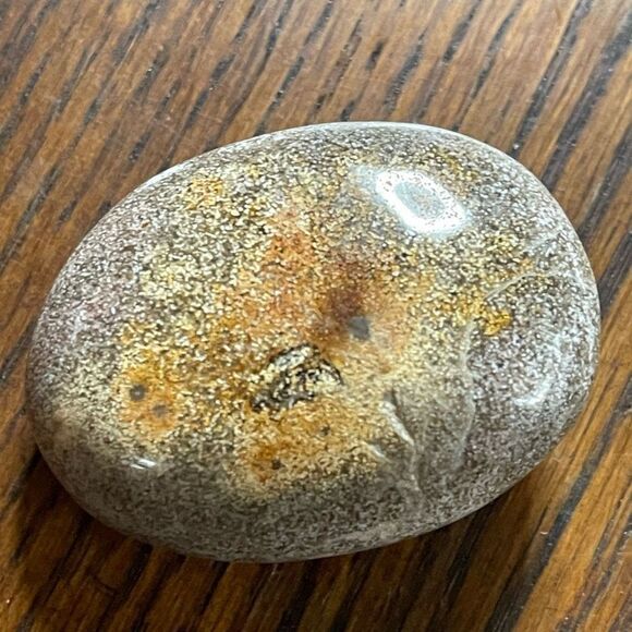 Ocean Jasper palm stone crystal natural white green speckled orbs dots yellow - Picture 3 of 10